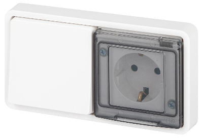 Блок розетка с выключателем Эксперт 11-7521-01 IP55 16А (10AX)-250В СУ бел. Эра Б0063261
