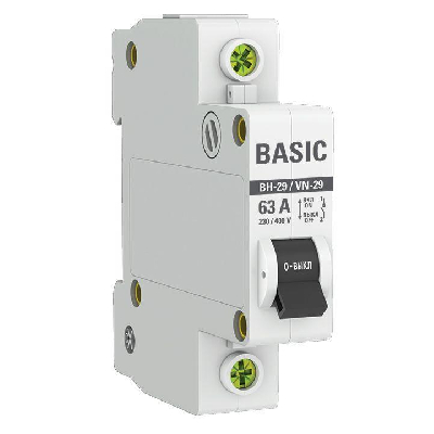 Выключатель нагрузки 1п 63А ВН-29 Basic EKF SL29-1-63-bas
