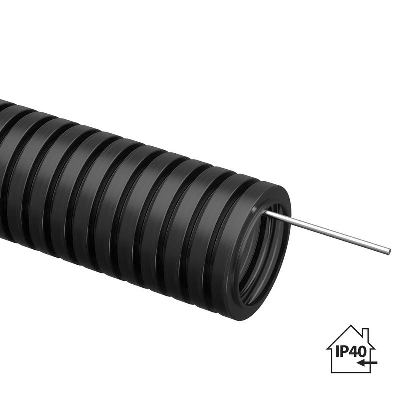 Труба гофрированная ПНД d20мм с протяжкой черн. (уп.75м) TOKOV ELECTRIC TKE-PND20-BL-75