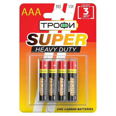 Элемент питания солевой AAA/R03-4BL (блист.4шт) Трофи C0033712