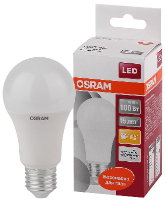 Лампа светодиодная LED STAR CLASSIC A 100 10W/827 10Вт грушевидная 2700К тепл. бел. E27 1060лм 220-240В матов. пласт. OSRAM 4052899971578