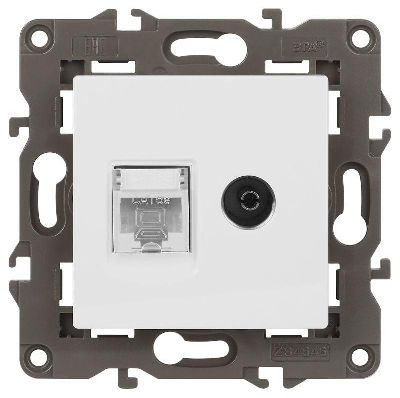 Розетка ЭРА Elegance 14-3110-01М RJ45+TV матов. бел. Эра Б0065767