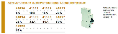 Выключатель автоматический модульный 1п C 25А 6кА LR Leg 604807