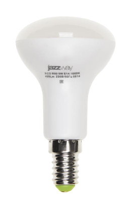 Лампа светодиодная PLED-ECO-R50 5Вт 4000К бел. E14 400лм 220-240В JazzWay 1037046A