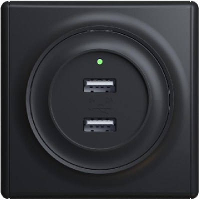 Розетка USB 2-м СП Florence 16А IP20 с подсветкой механизм черн. 1E10351303 OneKeyElectro 2260092