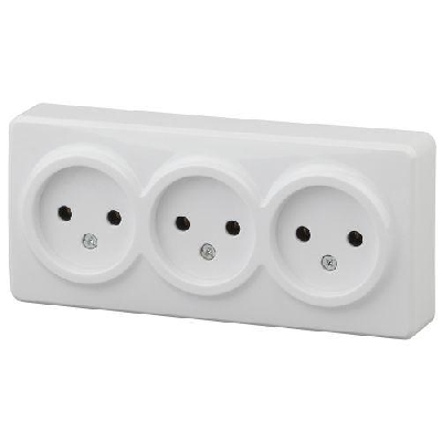 Розетка 3-м ОП Эра Эксперт 11-2207-01 16А IP20 250В 3х2P бел. Эра Б0020697