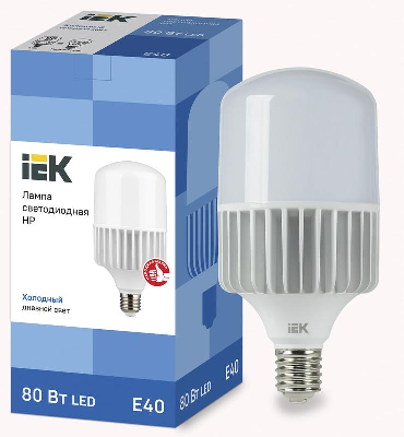 Лампа светодиодная HP 80Вт 230В 6500К E40 ИЭК LLE-HP-80-230-65-E40