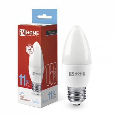 Лампа светодиодная LED-СВЕЧА-VC 11Вт 230В E27 6500К 820лм IN HOME 4690612024868