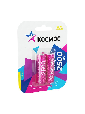 Аккумулятор R6 NI-MN 2500мА.ч BP-2 (блист.2шт) Космос KOCR6NIMH2500MAH2BL