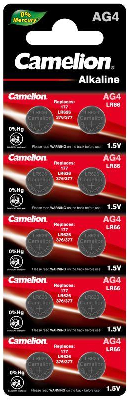 Элемент питания алкалиновый "таблетка" G 4 Mercury Free AG4-BP0%Hg 377A/LR626/177 BL-10 (блист.10шт) Camelion 12812