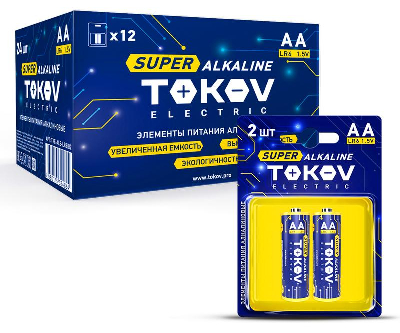 Элемент питания алкалиновый LR6/AA (блист.2шт) TOKOV ELECTRIC TKE-ALS-LR6/B2