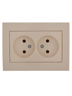 Розетка 2-м СП Rain 16А IP20 без заземл. керамика крем. LEZARD 703-0303-128