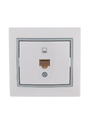 Розетка компьютерная 1-м СП Мира RJ45 бел./сер. Lezard 701-0215-139