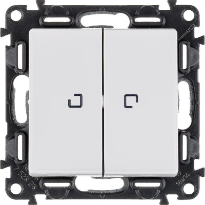 Механизм выключателя 2-кл. СП Valena Life 10А IP20 250В 10АХ с подсветкой; с лицевой панелью белый Leg 752428