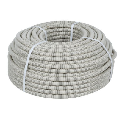 Труба гофрированная ПВХ d40мм с протяжкой сер. (уп.15м) Plast PROxima EKF tg-z-40