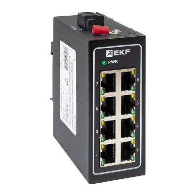 Коммутатор неуправляемый промышленный U-8T 8 портов 10/100Base-T(X) RJ45 монтаж на DIN-рейку TSX EKF TSX-U-8T